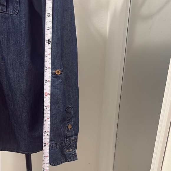 Blue Long Sleeve Button Down Blouse - Picture 5 of 9